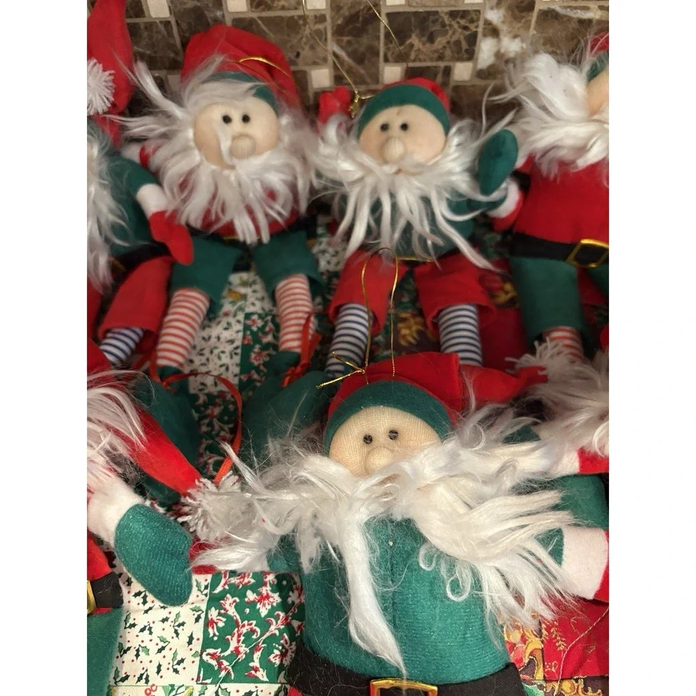 Vintage Christmas Flocked Santa  pixie doll 10